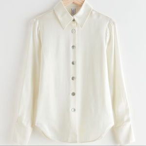 NWT & Other Stories Iridescent Button Satin Blouse